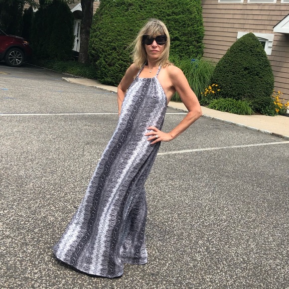 NWT  Maxi Dress Snakeskin Print Bobi black for Anthropologie - Picture 2 of 8